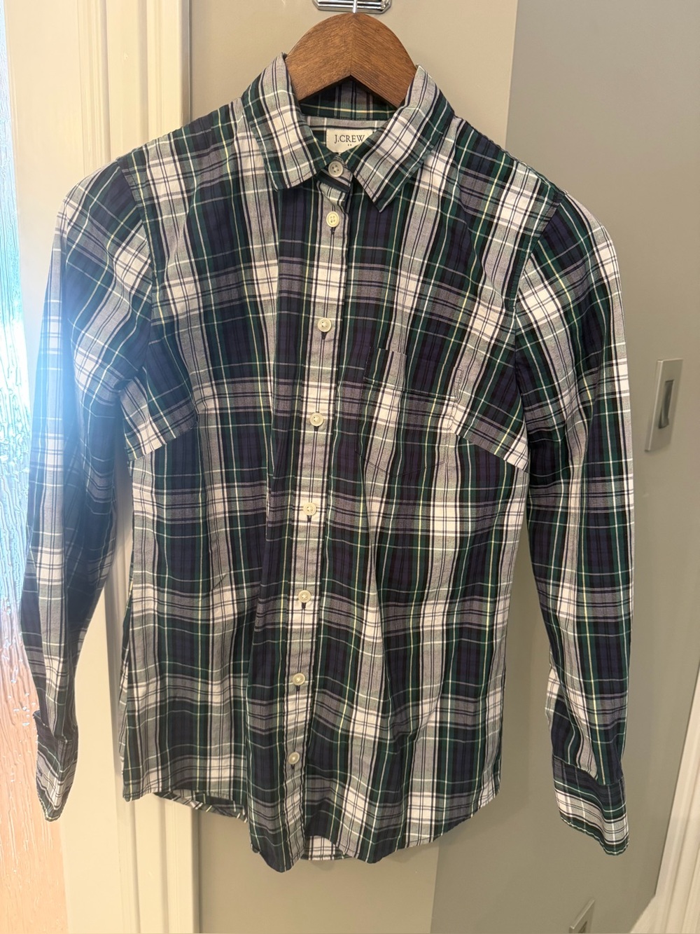 J.Crew Green Navy Plaid Button-Down Shirt Women’s XS